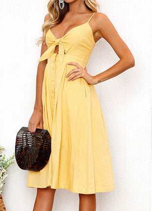 Cutout Smocked Sweetheart Neck Cami Dress - MimiStylez