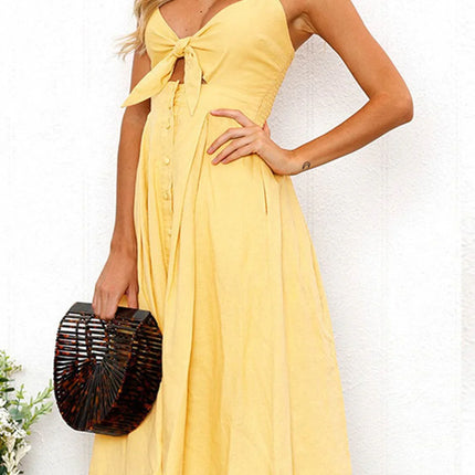 Cutout Smocked Sweetheart Neck Cami Dress - MimiStylez