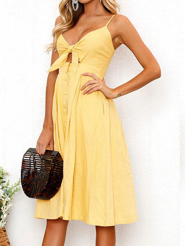Cutout Smocked Sweetheart Neck Cami Dress - MimiStylez