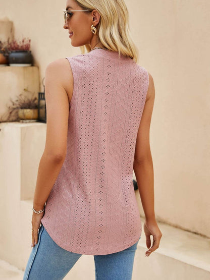 Eyelet Notched Tank - MimiStylez