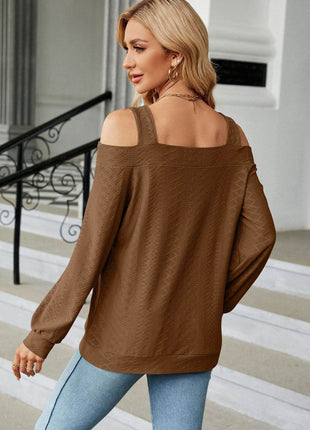 Cold Shoulder Square Neck Cutout Blouse - MimiStylez