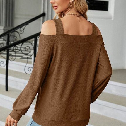 Cold Shoulder Square Neck Cutout Blouse - MimiStylez