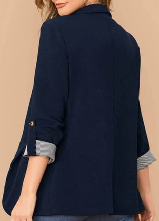 Lapel Collar Roll-Tab Sleeve Blazer - MimiStylez