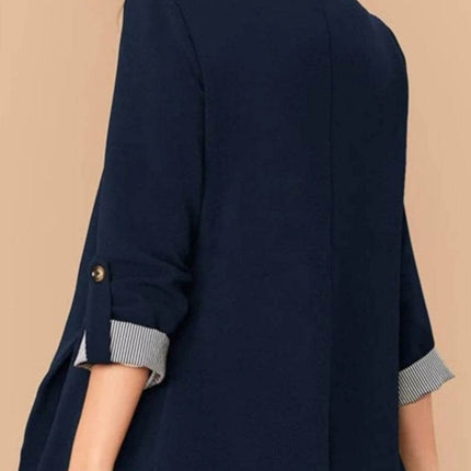 Lapel Collar Roll-Tab Sleeve Blazer - MimiStylez