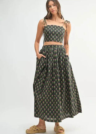 MABLE Floral Crop Top and Skirt Set - MimiStylez
