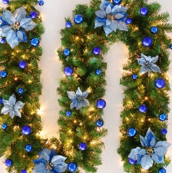 9FT Christmas Garland, Pre lit