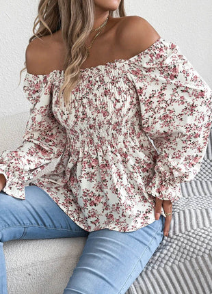 Floral Square Neck Flounce Sleeve Blouse - MimiStylez