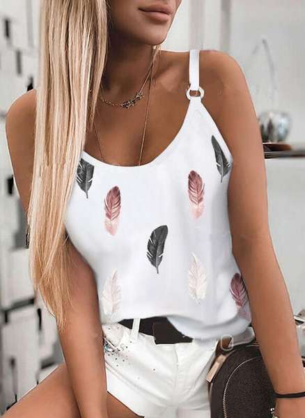 Stylish Crewneck Printed Halter Top