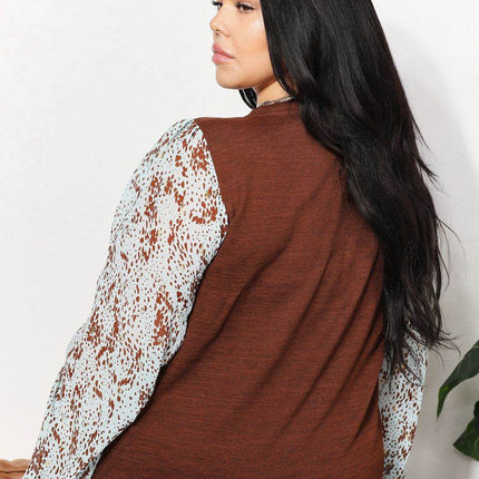And The Why Full Size Foil Printed Sleeve Top - MimiStylez