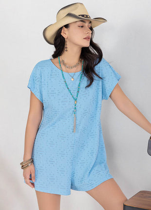 Round Neck Short Sleeve Romper - MimiStylez