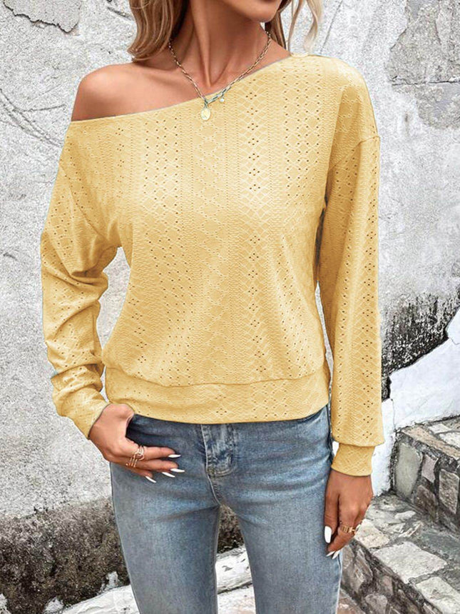 Eyelet Dropped Shoulder Blouse - MimiStylez
