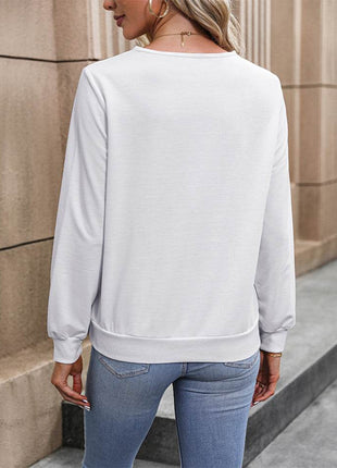 V-Neck Long Sleeve Blouse - MimiStylez