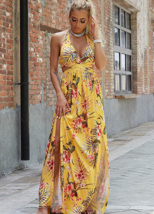 Halter Neck Split Dress - MimiStylez