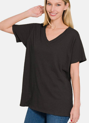 Zenana Full Size V-Neck Short Sleeve T-Shirt - MimiStylez