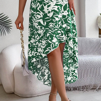 High-Low Printed High Waist Skirt - MimiStylez