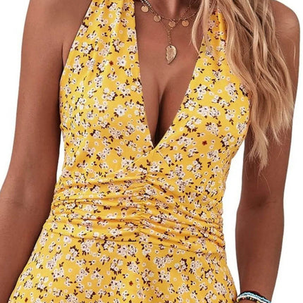 Printed Halter Neck Dress - MimiStylez