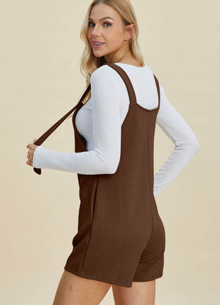 Double Take Full Size Texture Sleeveless Romper - MimiStylez