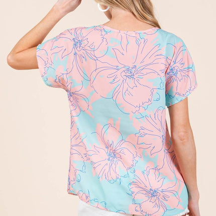 BOMBOM Floral Short Sleeve T-Shirt - MimiStylez
