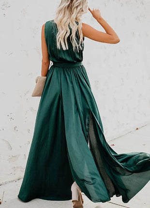 Surplice Tie Waist Maxi Dress - MimiStylez