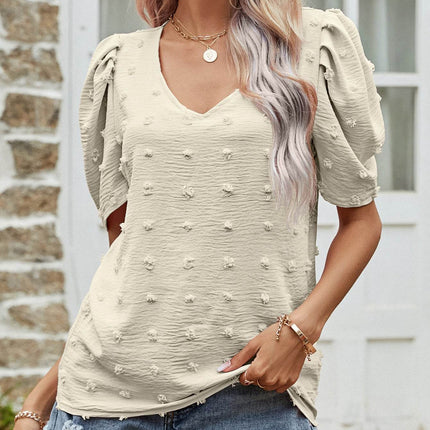 Swiss Dot Short Puff Sleeve Top - MimiStylez