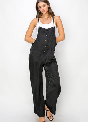 HYFVE Half Button Sleeveless Straight Jumpsuit - MimiStylez
