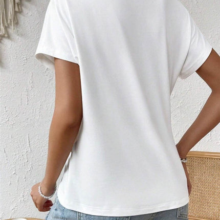 Asymmetric Hem Round Neck T-Shirt - MimiStylez