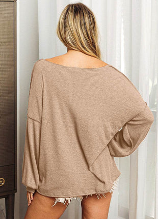 BiBi Exposed Seam Long Sleeve Top - MimiStylez