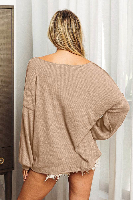 BiBi Exposed Seam Long Sleeve Top - MimiStylez