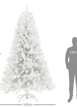 9FT White Unlit Christmas Tree With 2132 Branch Tips, Auto Open, Steel Base
