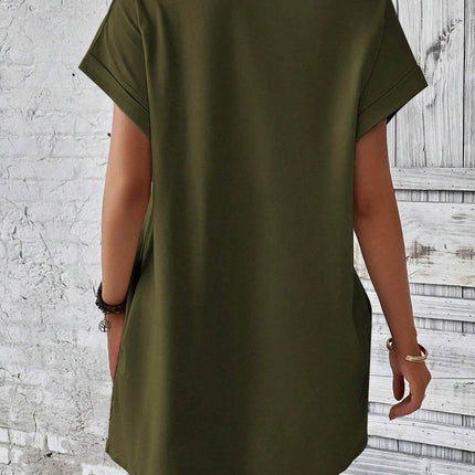 Round Neck Short Sleeve Mini Dress - MimiStylez