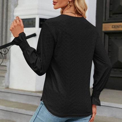V-Neck Flounce Sleeve Blouse - MimiStylez