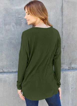 Basic Bae Full Size Round Neck Dropped Shoulder T-Shirt - MimiStylez