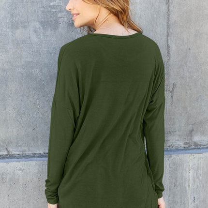 Basic Bae Full Size Round Neck Dropped Shoulder T-Shirt - MimiStylez