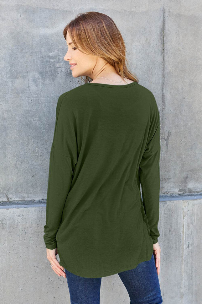 Basic Bae Full Size Round Neck Dropped Shoulder T-Shirt - MimiStylez