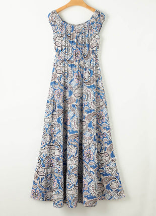 Printed Off-Shouder Short Sleeve Dress - MimiStylez
