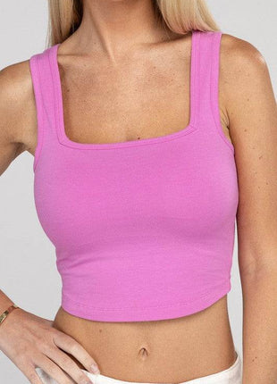 Cotton Square Neck Cropped Cami Top - MimiStylez