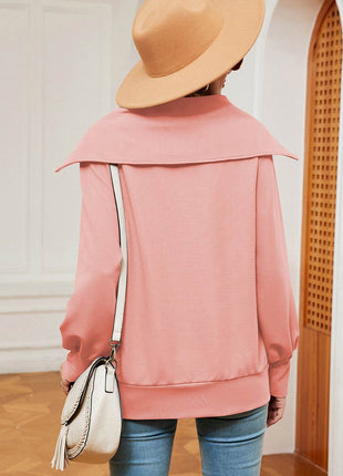 Half Zip Lantern Sleeve Sweatshirt - MimiStylez