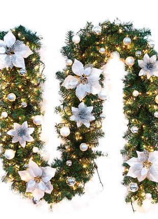 9FT Christmas Garland, Pre lit