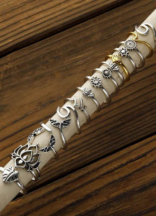 Alloy Multi Shapes 15-Piece Ring Set - MimiStylez