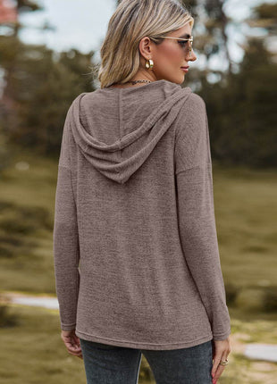 Drawstring Dropped Shoulder Hooded T-Shirt - MimiStylez