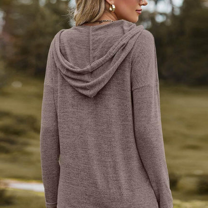 Drawstring Dropped Shoulder Hooded T-Shirt - MimiStylez
