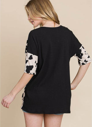 BOMBOM Rodeo Love Ribbed Animal Contrast Tee - MimiStylez