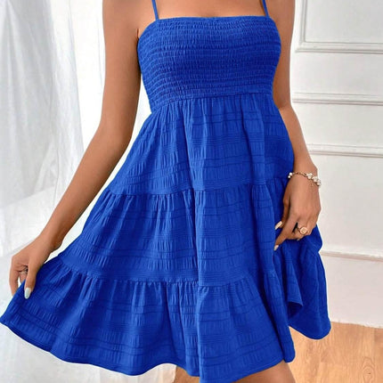 Smocked Tiered Sleeveless Mini Dress - MimiStylez