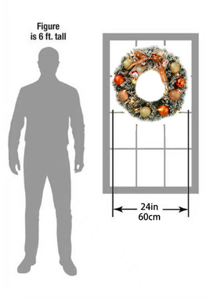60cm Christmas Wreath With Glitter Balls & LED Lights - Festive Holiday Decor