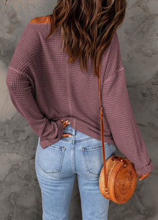 Notched Neck Drop Shoulder Blouse - MimiStylez