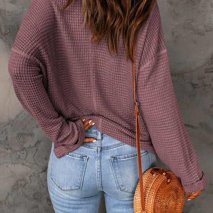 Notched Neck Drop Shoulder Blouse - MimiStylez