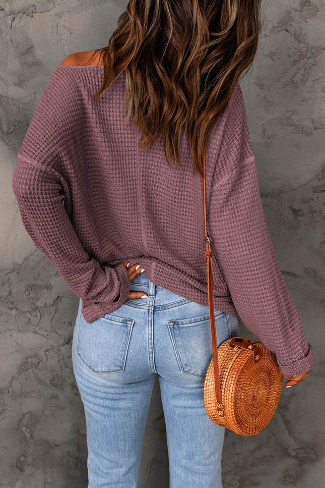 Notched Neck Drop Shoulder Blouse - MimiStylez