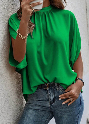 Tie Back Slit Half Sleeve Blouse - MimiStylez