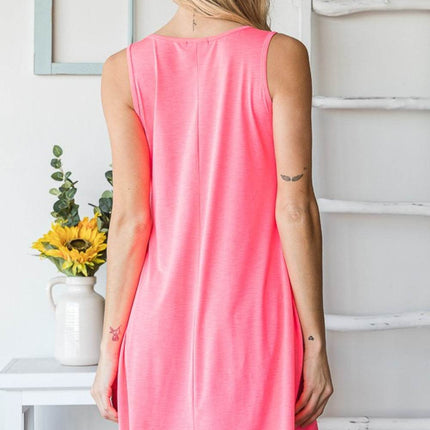 Heimish Full Size V-Neck Mini Tank Dress with Pockets - MimiStylez
