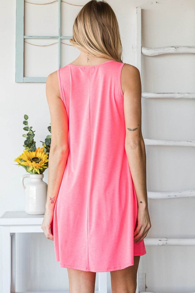 Heimish Full Size V-Neck Mini Tank Dress with Pockets - MimiStylez